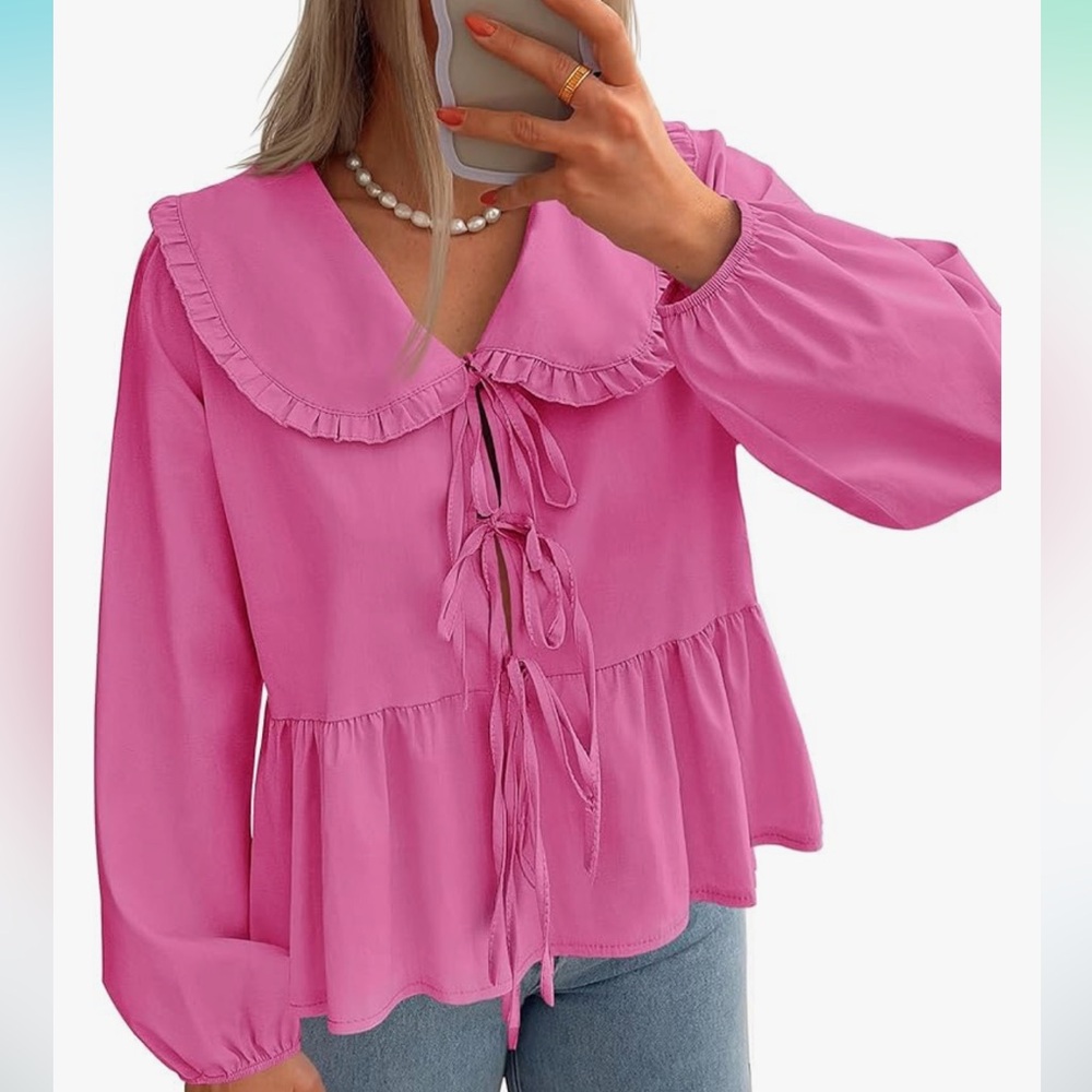 Zesica Large Pink peplum blouse